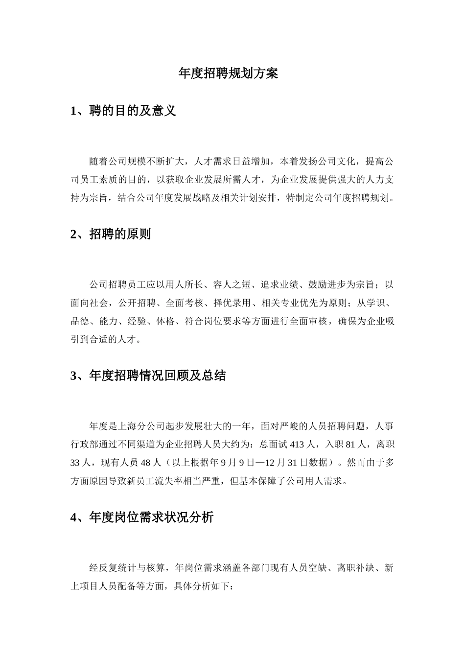 模板集团公司20XX年度公司年度招聘计划书_第2页