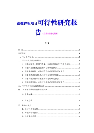 涂镀锌板项目可行性研究报告（立项+批地+贷款）