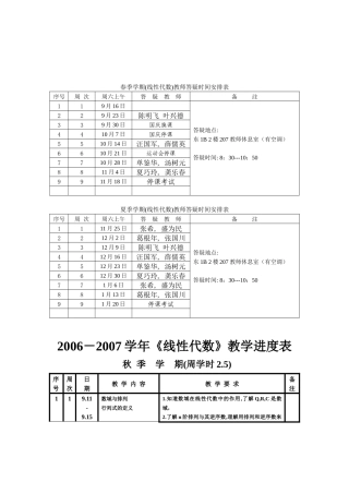 线性代数教师上课时间表