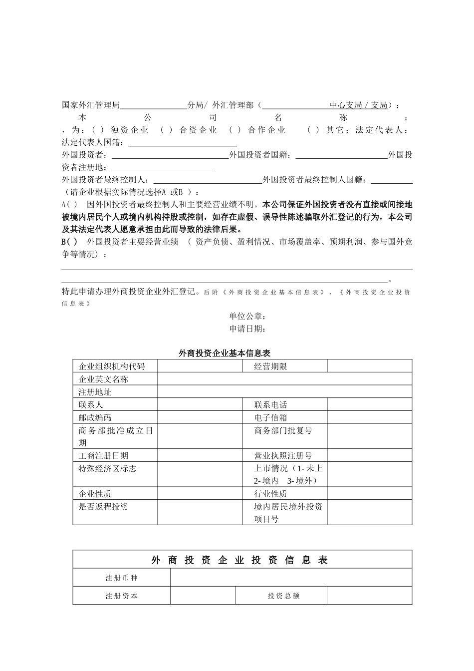 资本项目外汇业务申请表_第3页