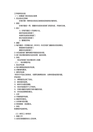 某酒店人事工作程序及标准