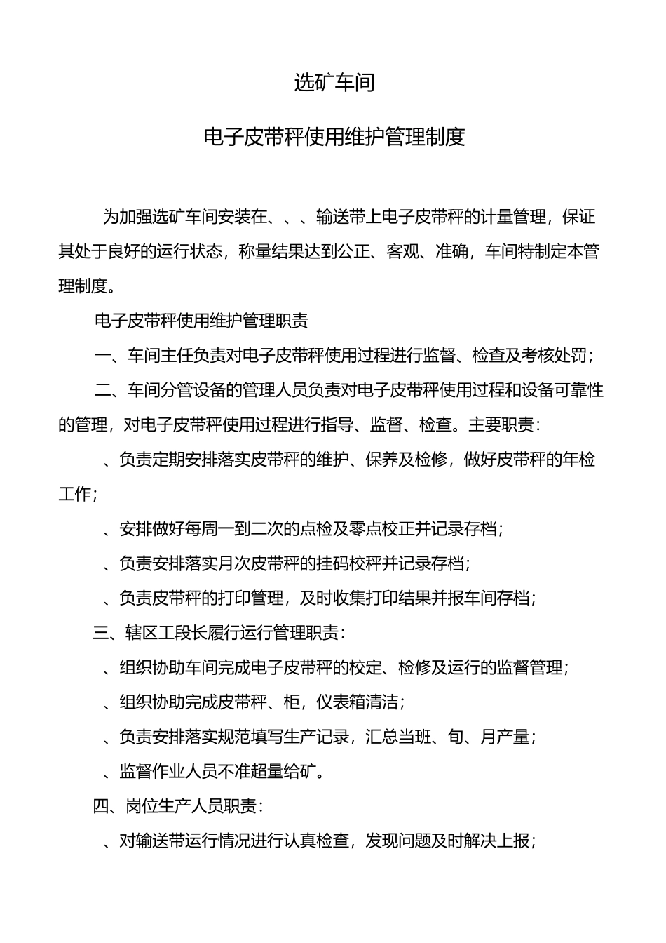 电子皮带秤日常运行操作规程_第1页