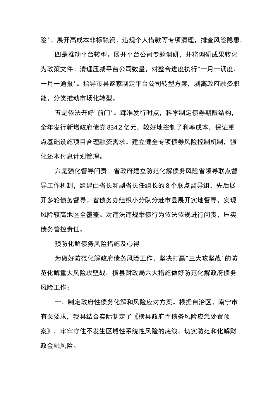 预防化解债务风险措施及心得_第2页