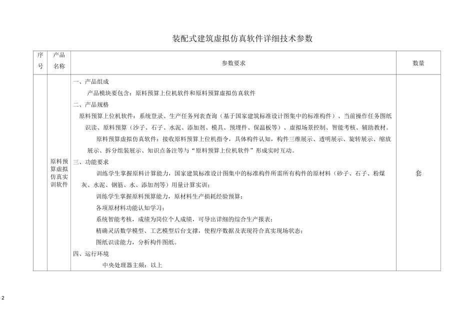 产品一装配式建筑虚拟仿真软件技术参数_第2页