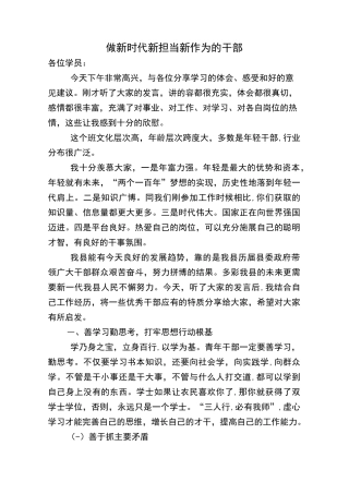 做新时代新担当新作为的干部