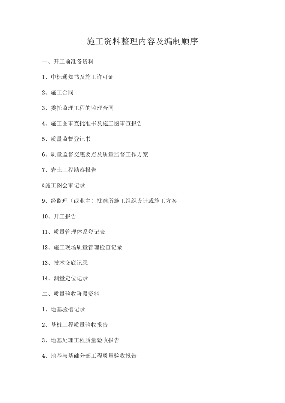施工资料整理内容及编制顺序_第1页