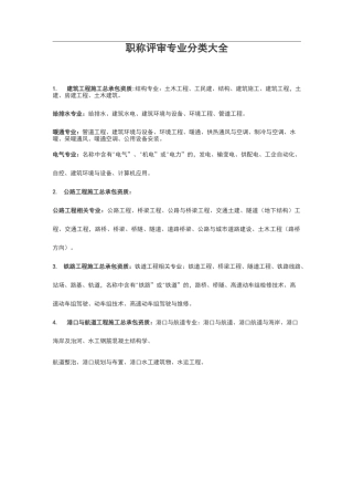 职称评审专业分类大全