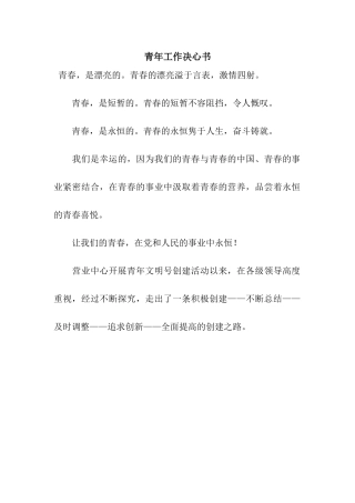 青年工作决心书