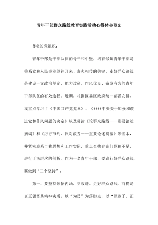 青年干部群众路线教育实践活动心得体会范文
