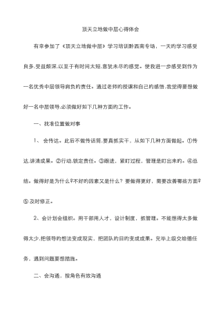 顶天立地做中层心得体会