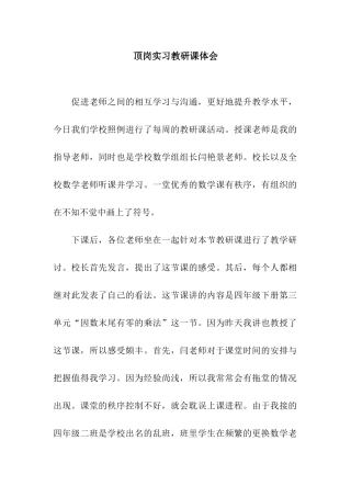 顶岗实习教研课体会