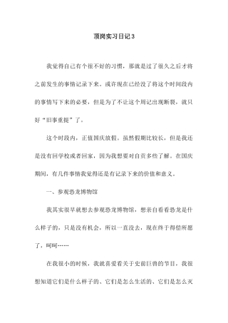 顶岗实习日记3