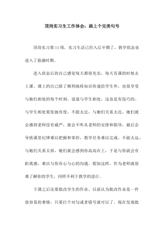 顶岗实习生工作体会画上个完美句号