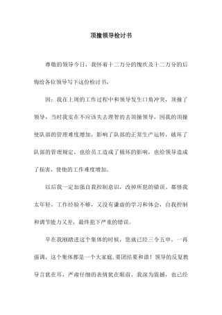 顶撞领导检讨书