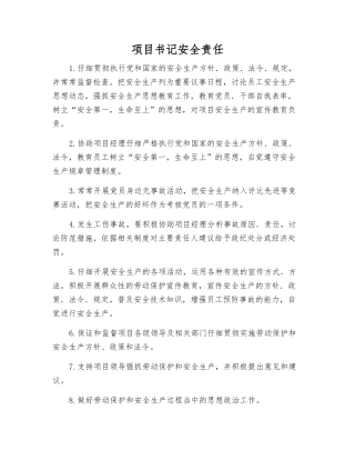 项目书记安全责任