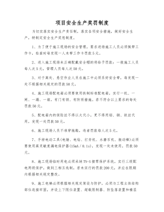 项目安全生产奖罚制度