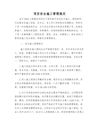项目安全施工管理规定