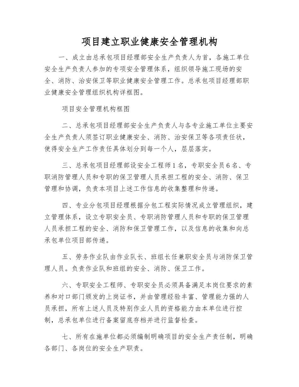 项目建立职业健康安全管理机构_第1页