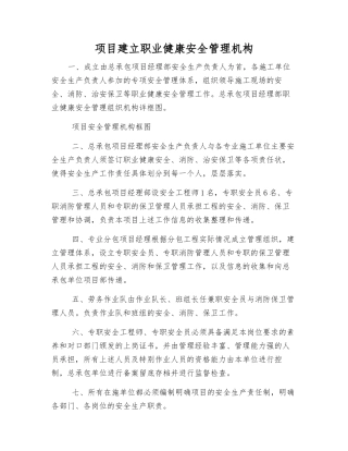 项目建立职业健康安全管理机构