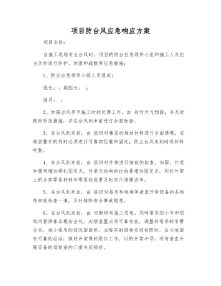 项目防台风应急响应方案