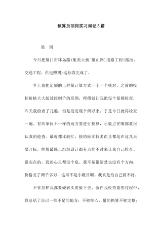 预算员顶岗实习周记5篇