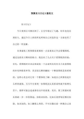 预算实习日记5篇范文