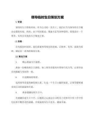 领导临时生日策划方案