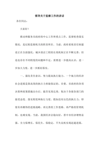 领导关于监察工作的讲话