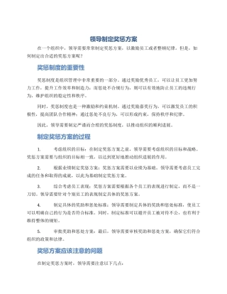 领导制定奖惩方案