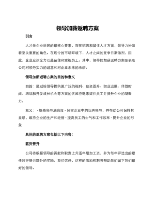 领导加薪返聘方案