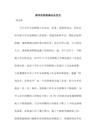领导在财税推进会发言