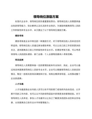 领导岗位激励方案