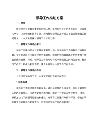 领导工作推动方案