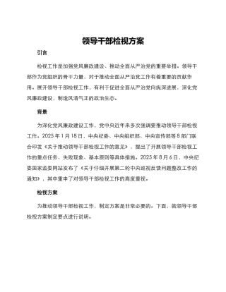 领导干部检视方案