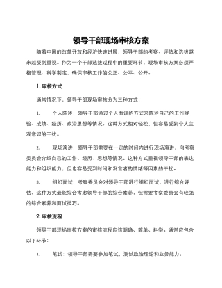 领导干部现场审核方案