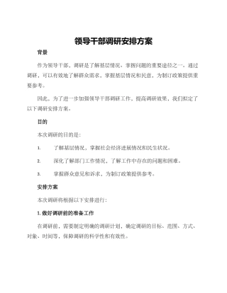 领导干部调研安排方案