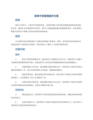 领导干部管理提升方案