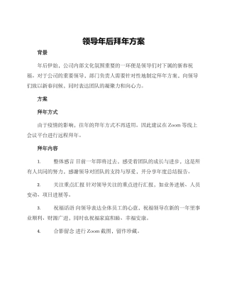 领导年后拜年方案