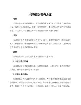 领导提名晋升方案
