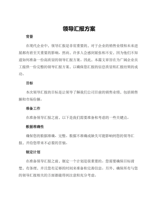 领导汇报方案