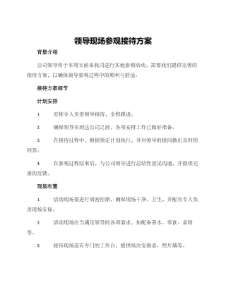 领导现场参观接待方案