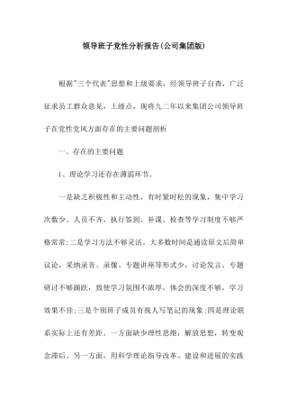 领导班子党性分析报告
