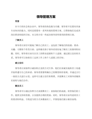 领导管理方案