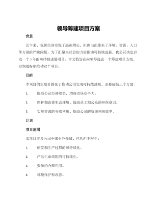 领导筹建项目方案