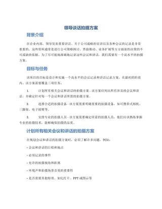 领导谈话拍摄方案