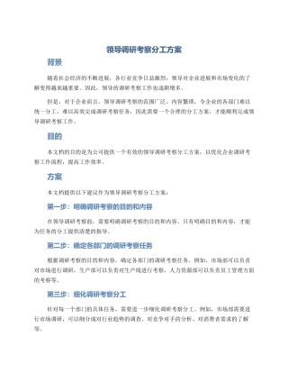 领导调研考察分工方案