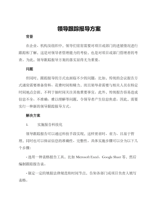 领导跟踪报导方案
