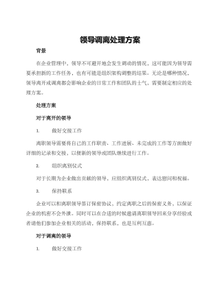 领导调离处理方案