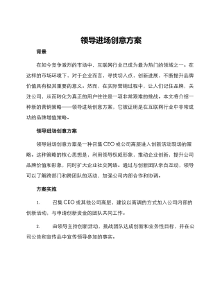 领导进场创意方案