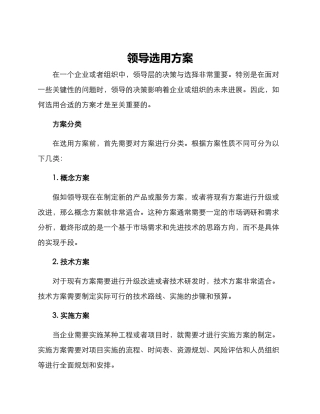 领导选用方案